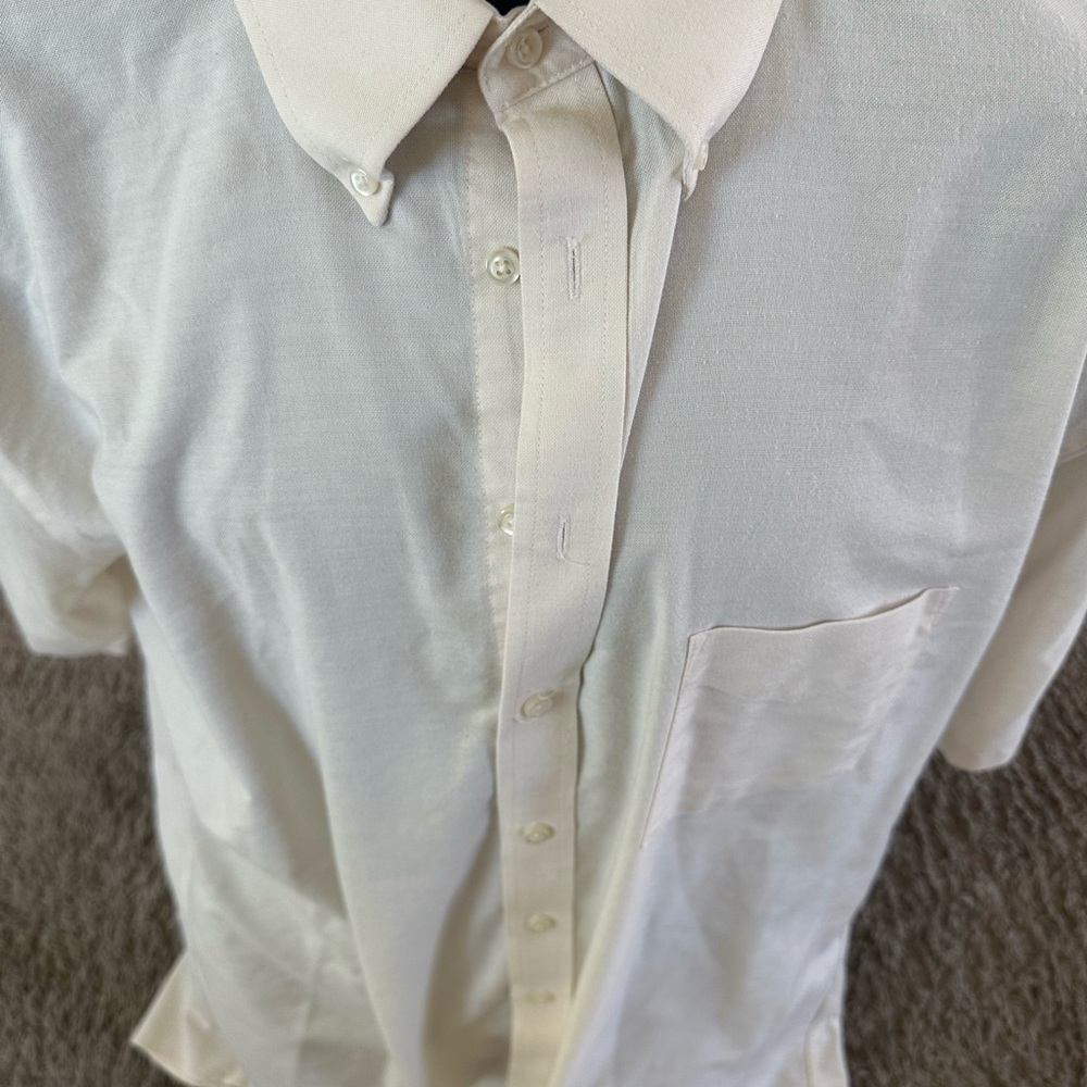 Men’s lot of 2 stafford white button up shirts short sleeve size 17.5 Oxford - Picture 3 of 6